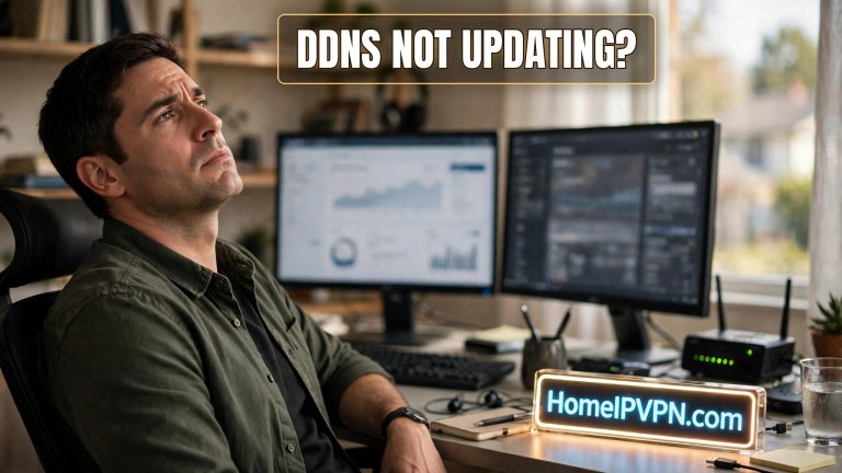 Photorealistic headline thumbnail for the article: DDNS Not Updating? How to Fix Dynamic DNS Problems