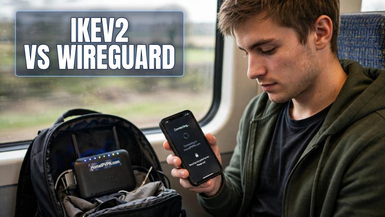 Featured headline image for the article: IKEv2 vs WireGuard for Mobile Home IP Access.