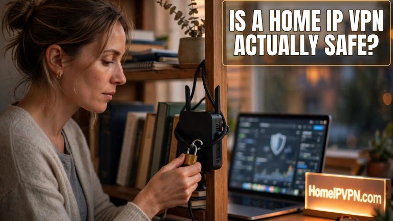 Headline thumbnail for the post: Is a Home IP VPN Safe? Security Explained Honestly.