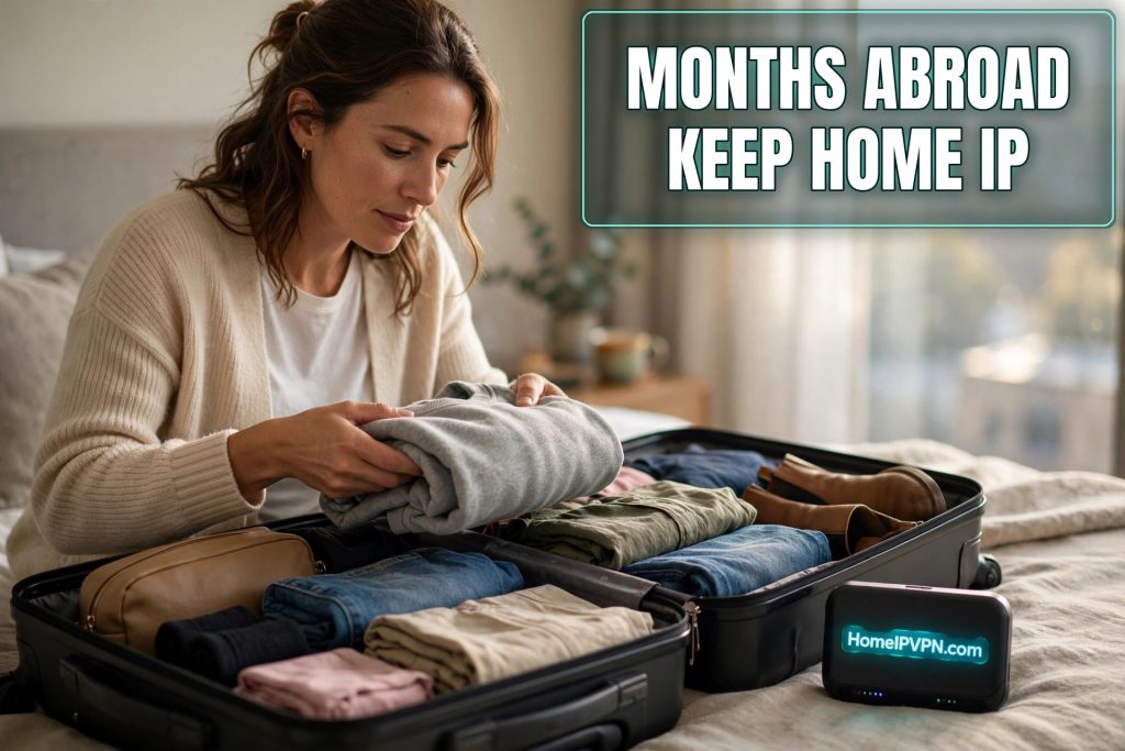 Headline thumbnail image for the article: Long-Term Travel: Maintaining Your Home IP for Months Abroad.