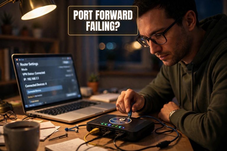Featured image for the article "Port Forwarding Not Working? A Troubleshooting Checklist" with the headline overlaid on a themed photo.
