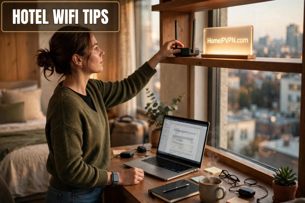 Photorealistic headline thumbnail for the article: Router Placement Tips for the Best Hotel WiFi Signal