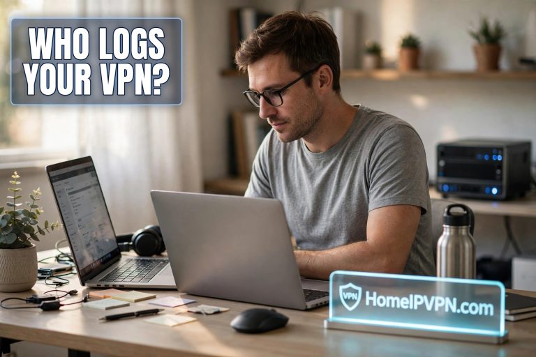 Featured image for the article "Self-Hosted vs Commercial VPN Logging: What to Know" with the headline overlaid on a themed photo.