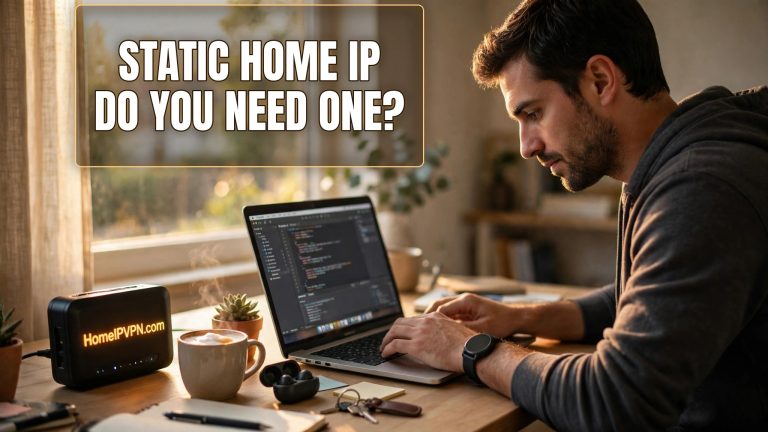Featured image for the article "Static Residential IP VPN Explained: Do You Need One?" - headline overlay placed clear of the subject.