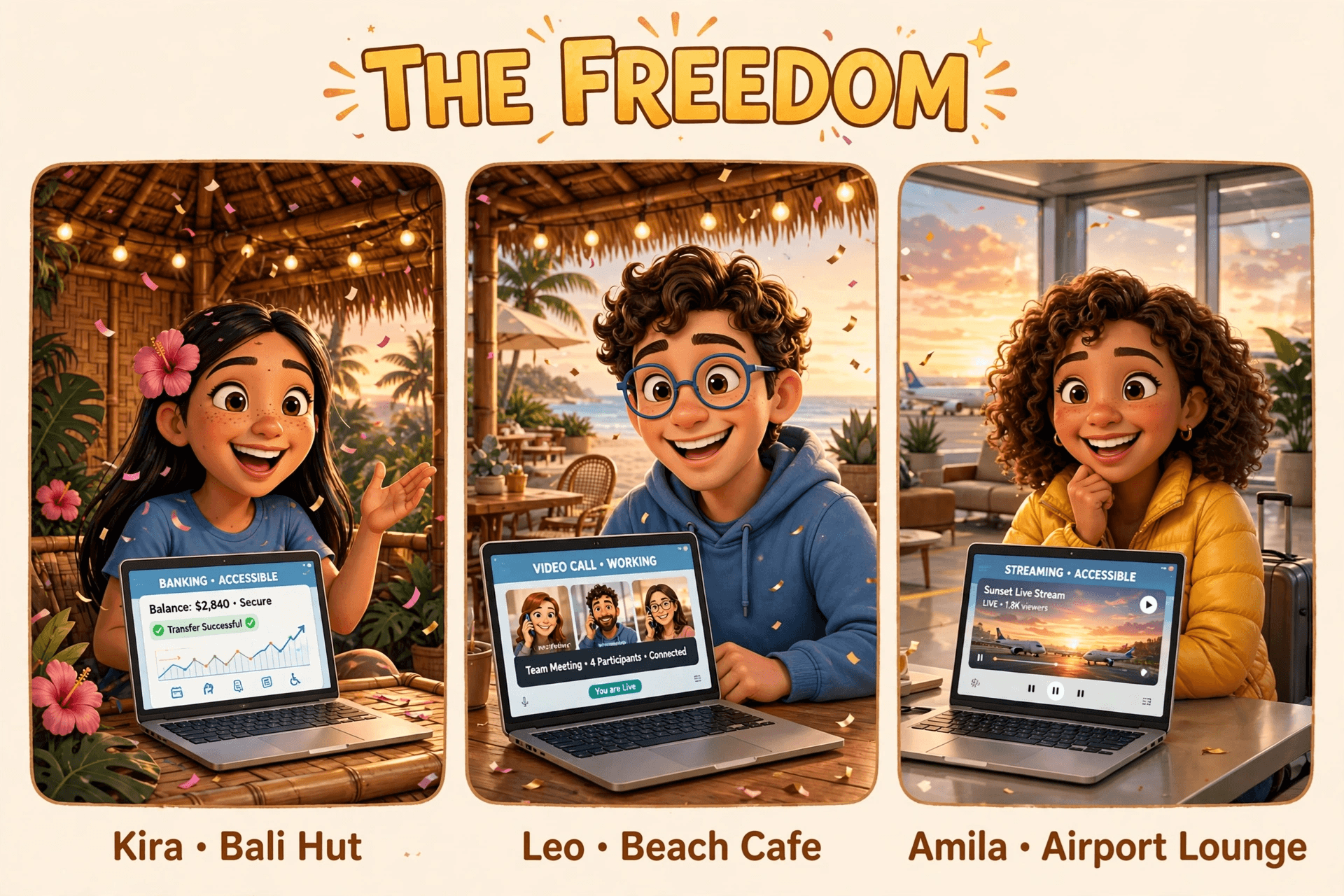 The Freedom: banking, video calls and streaming all accessible