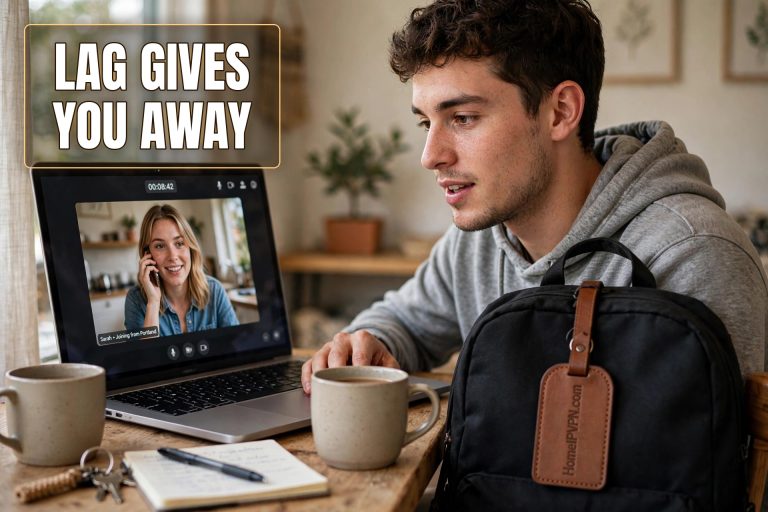 Featured image for the article "The Slow Internet Problem: How Lag Can Reveal You Are Overseas" with the headline overlaid on a themed photo.