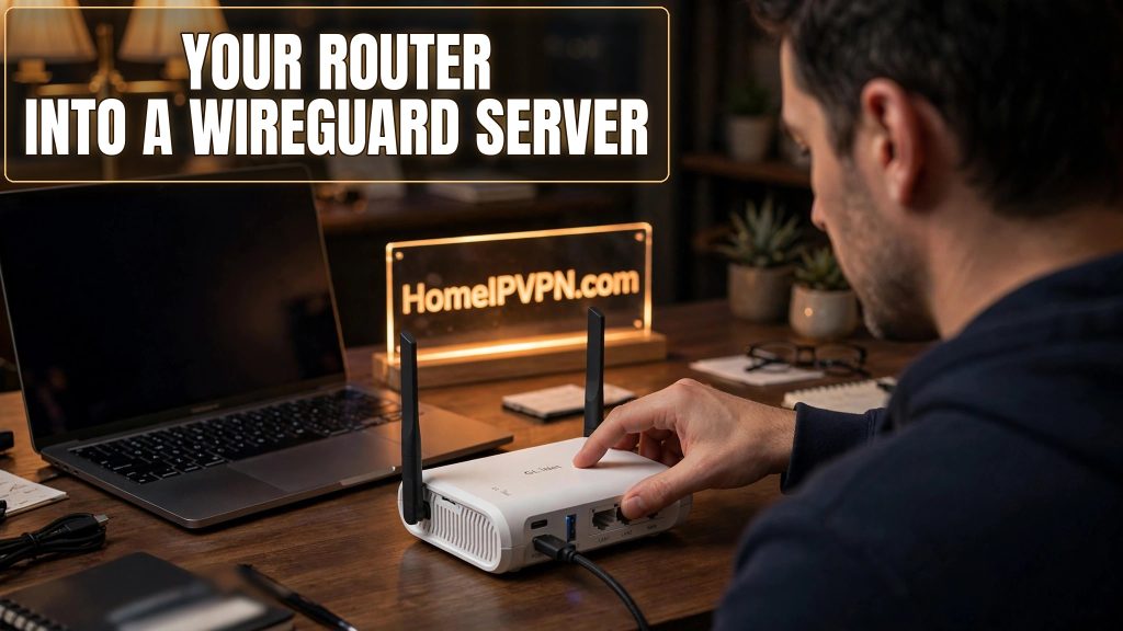 Headline thumbnail for the post: Turn a GL.iNet Router into a WireGuard Server at Home.
