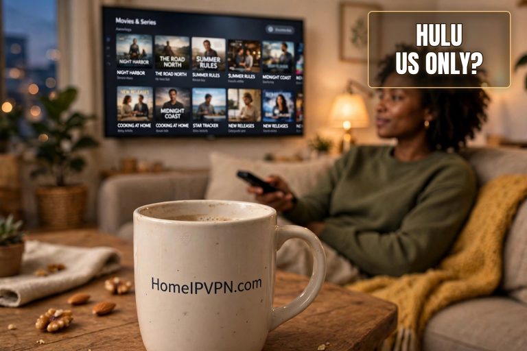 Featured image for the article "Why Hulu Only Works in the US (and What Travelers Do About It)" with the headline overlaid on a themed photo.