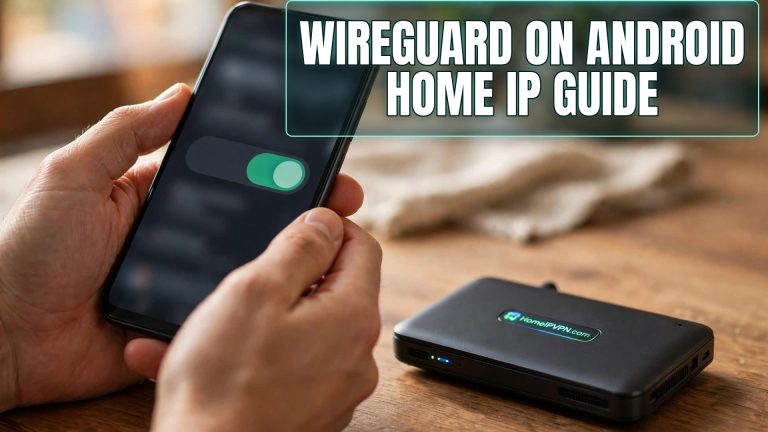 Featured image for the article "WireGuard on Android: Setup Guide for Home IP Access" with the headline overlaid on a themed photo.