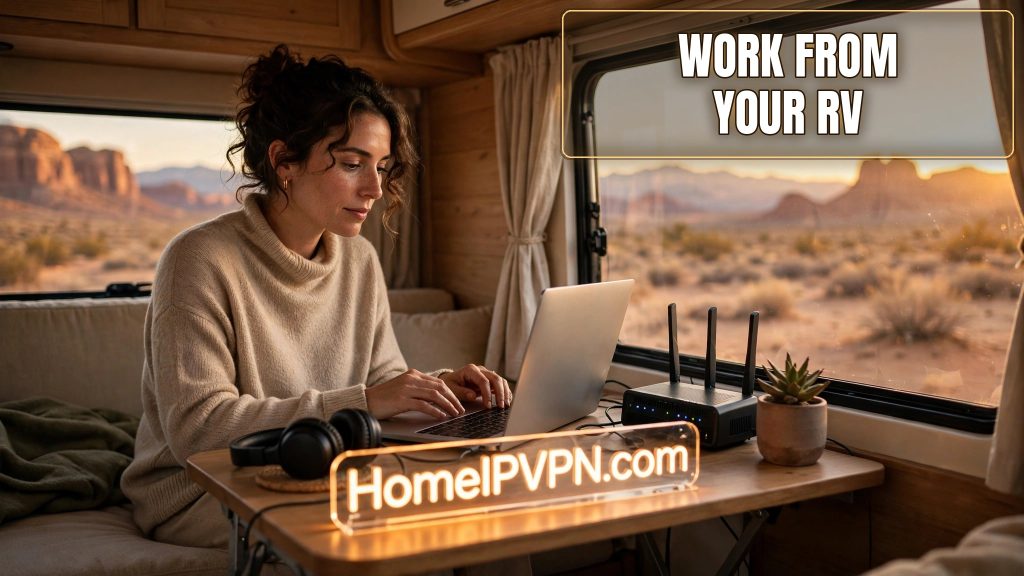 Headline thumbnail image for the article: Working from an RV: Mobile Home IP VPN Setup.